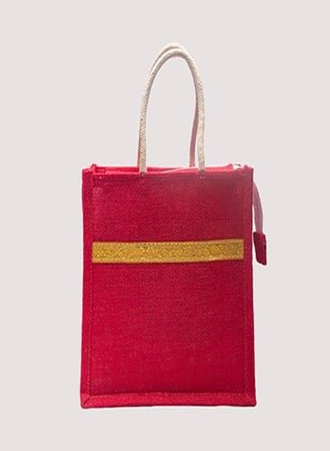 Soman Jute Ecofriendly Return Gift Bags with Zip Hot Pink Pack of 10 Bags - Image 5